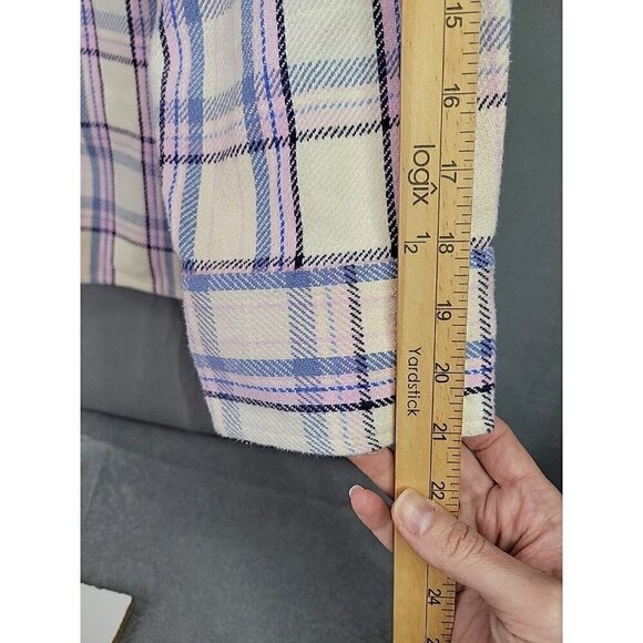 New J. Crew Relaxed fit Flannel Shirt Jacket Shacket Pearl Snap Pink Plaid Sz 24 - Picture 11 of 14